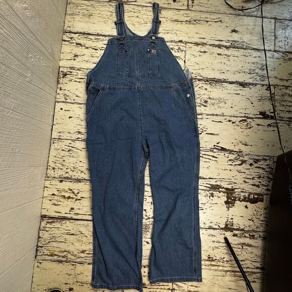 Carhartt Women's Unline Denim Bibs Overalls WR008 Size XXL Short Y2K 28" inseam - Picture 10 of 10